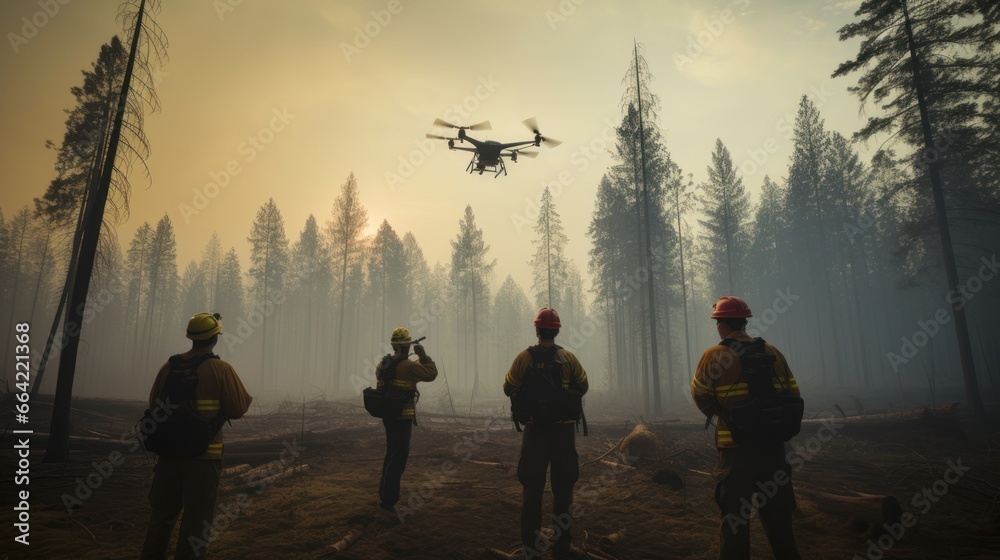 Volunteers using drone to survey flight to help extinguish forest fires ...
