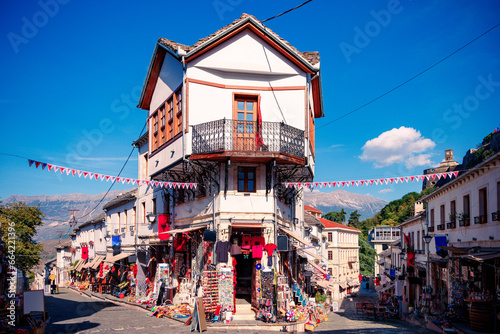 Gjirokaster in Albania- October 2023- Souvenir shops in old town