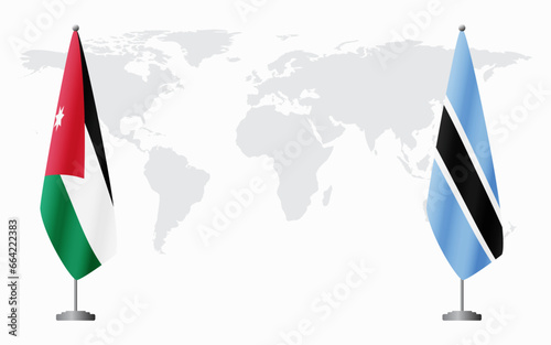 Jordan and Botswana flags for official meeting