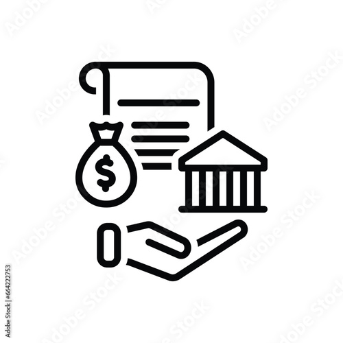 Black line icon for loan 