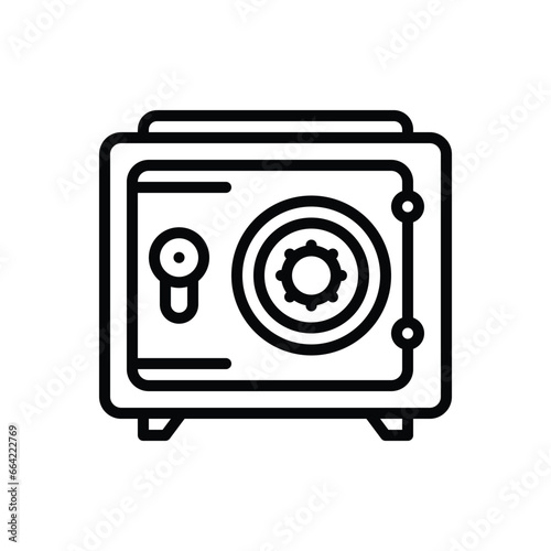 Black line icon for safe 