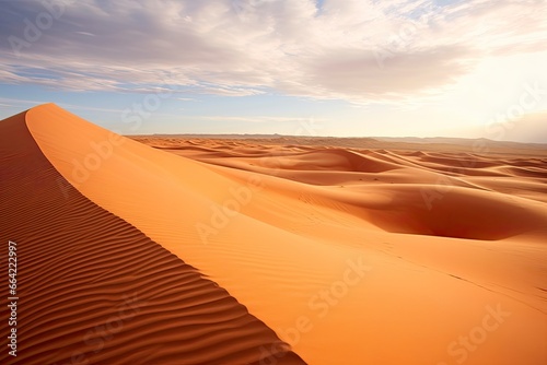 Rolling orange sand dunes and sand ripples.