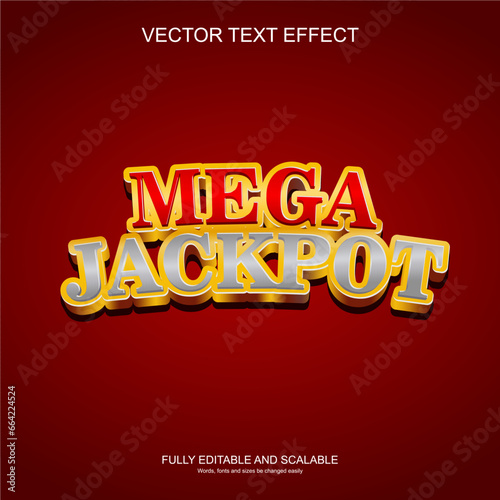 3D text effect mega jackpot vector casino