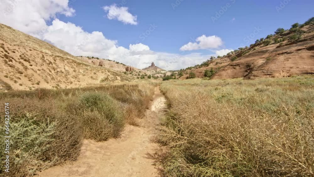 Narrow Desert Path - Glide Cam, Wide Shot Forward Narrow Desert Path - Glide Cam, Wide Shot Forward
