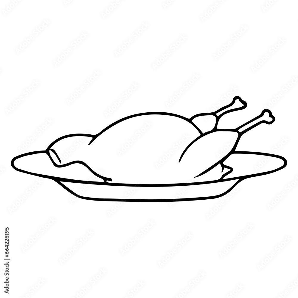 roast chicken line vector illustration roast chicken line vector illustration