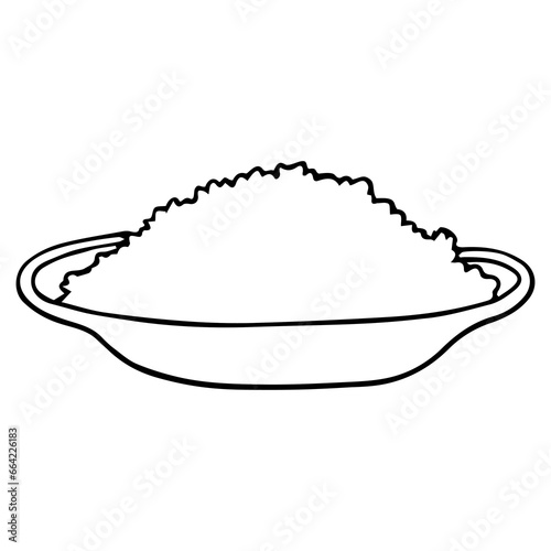 rice on a plate line vector illustration
