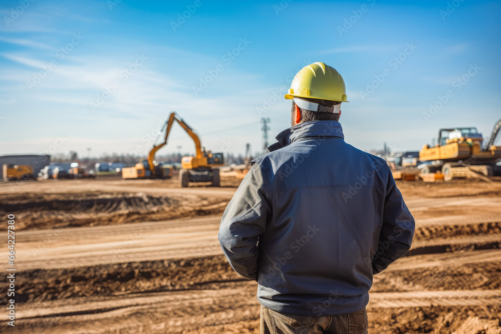 A civil engineer standing and looking at construction site. Professional engineer at work. A civil engineer standing and looking at construction site. Professional engineer at work.