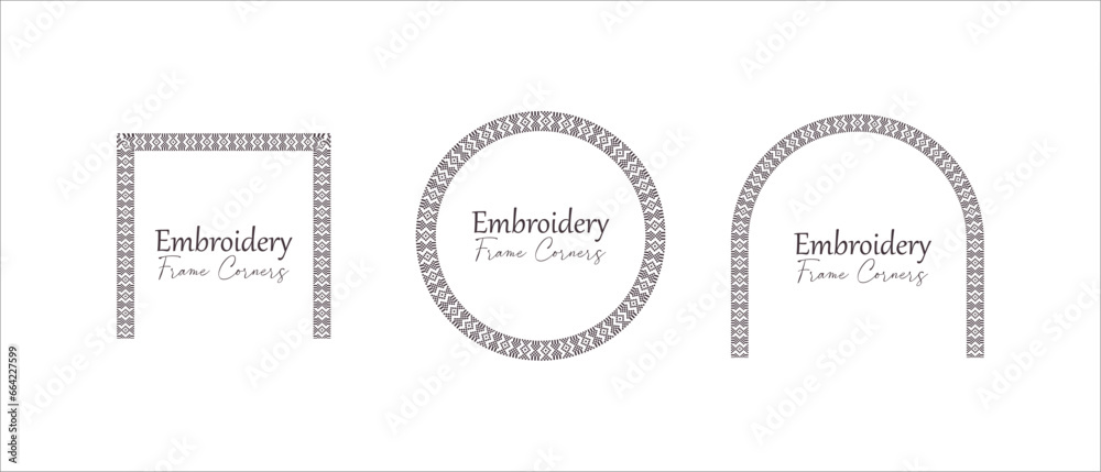 set continuous corners frame.
abstract decorative ornamental traditional folk cross stitch embroidery.