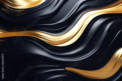 Abstract black gold wave background