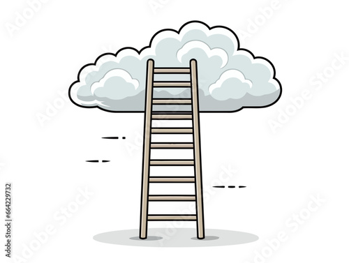 Doodle Ladder to heaven, cartoon sticker, sketch, vector, Illustration, minimalistic