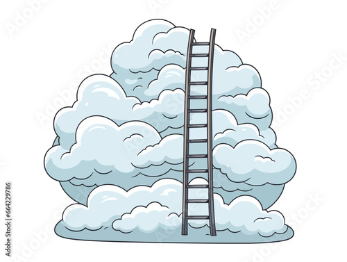 Doodle Ladder to heaven, cartoon sticker, sketch, vector, Illustration, minimalistic