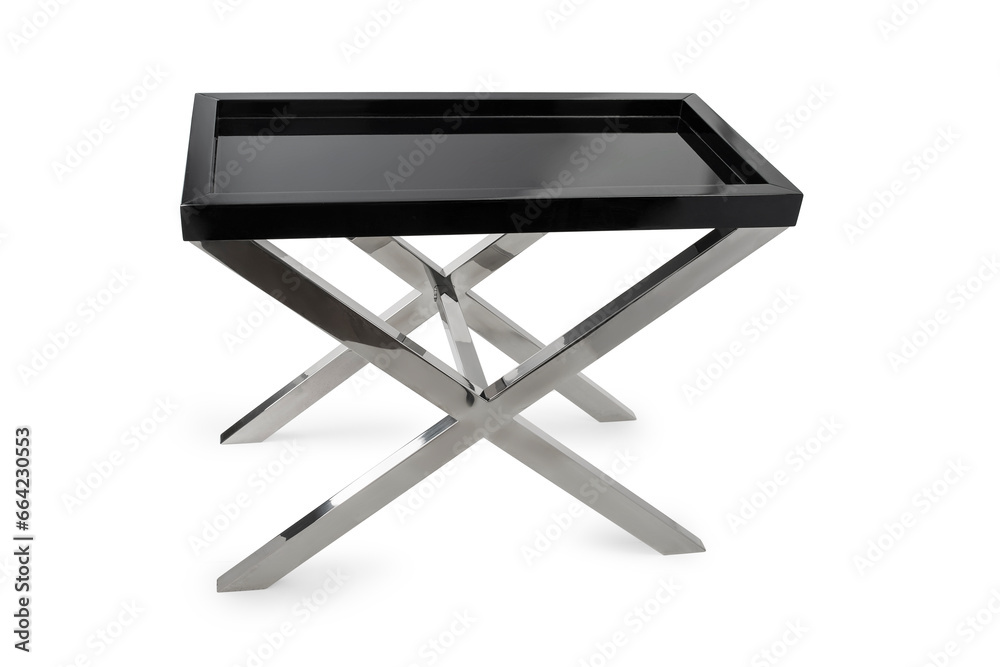 Modern Tray table with chrome legs shot on white background Modern Tray table with chrome legs shot on white background