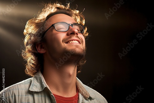 Stock photography of a caucasian man Imagining Satisfaction