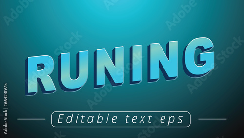 Runing Editable 3D Text Effect Eps photo