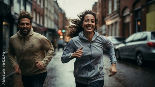 couple running in the city