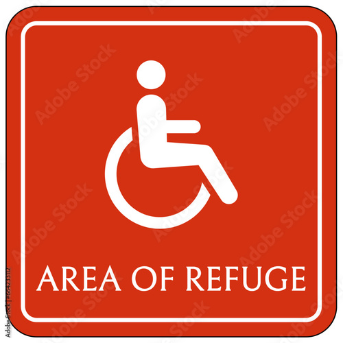 Area of refuge sign and labels disable person