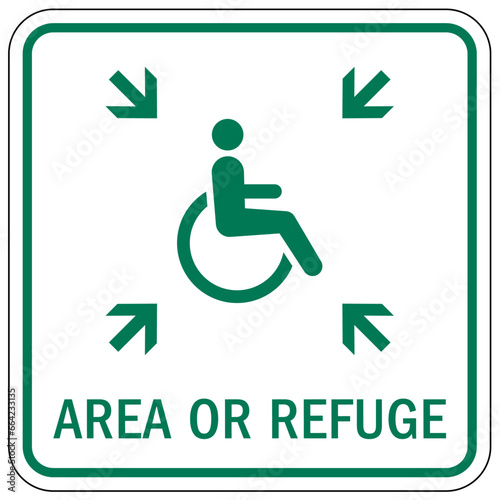 Area of refuge sign and labels disable person