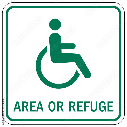 Area of refuge sign and labels disable person