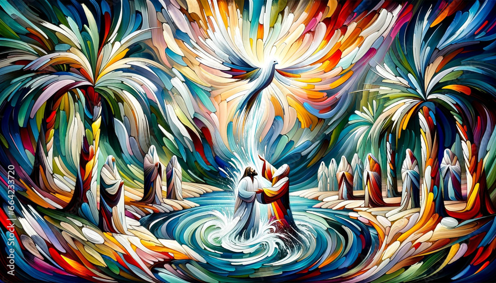 Sacred Waters: Christ's Baptism by John the Baptist in Vibrant Colors ...