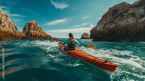 kayaking in the sea