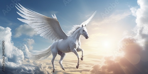A white horse with wings. © AbdulHamid