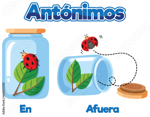 Antonym Word Card: En and Afuera