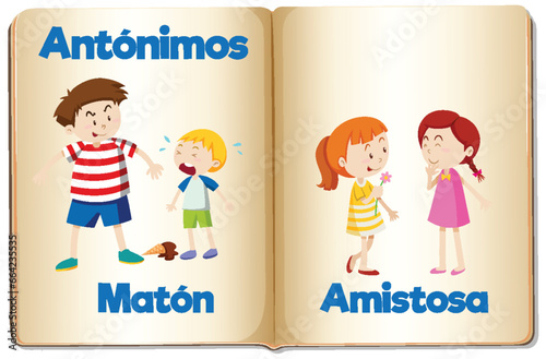 Antonym Word Card: Maton and Amistosa