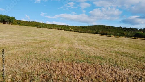 Close to ground, straw, Monte Picato Aerial, Agroforestry Landscape, Lugo, Galicia, Spain 4k DJI Mini 2 photo