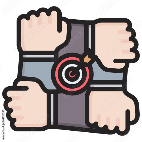 Team Bulding Outline Color Icon