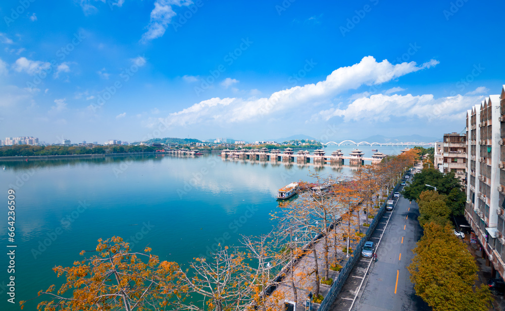 Aerial view of Guangji Bridge, Chaozhou City, Guangdong province, China Aerial view of Guangji Bridge, Chaozhou City, Guangdong province, China
