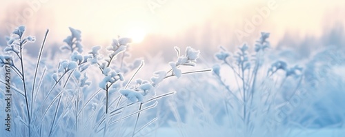 Frozen snowy grass, winter natural abstract background. beautiful winter landscape. © AbdulHamid