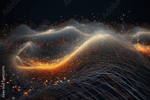 Mesmerizing display of intricate lines and particles that represent boundless intelligence and immense impact on our world. Generative AI photo