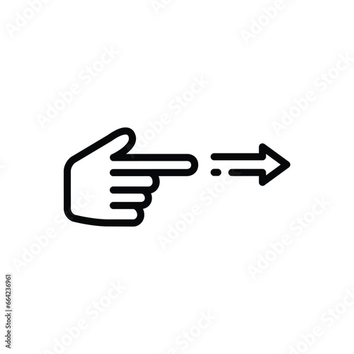 Black line icon for point right 