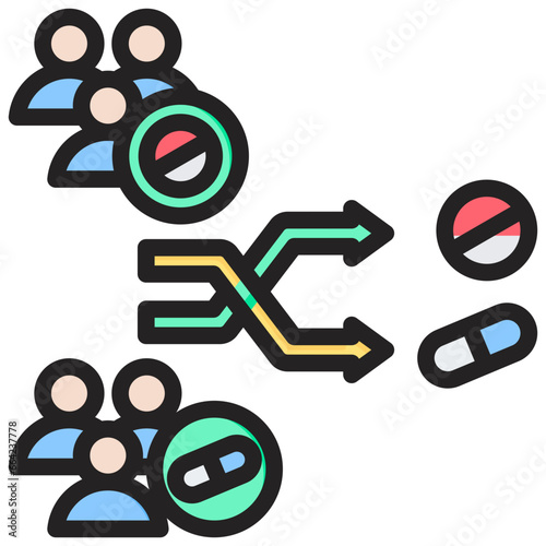 Cross Over Study Outline Color Icon