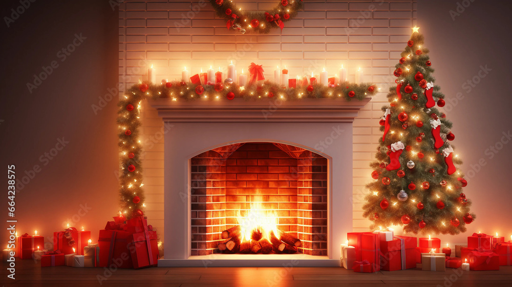 fireplace with christmas tree fireplace with christmas tree