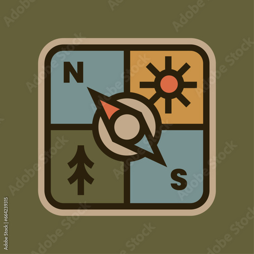Simple Compass Outdoor Badge Illustration	