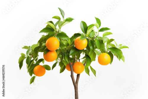 Closeup Of An Orange Tree Set Against White Background