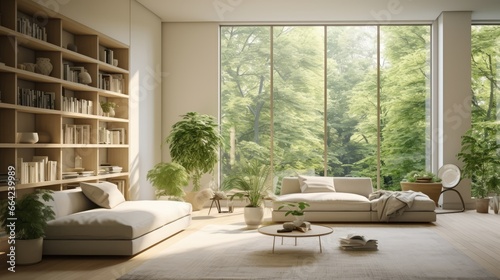 A Modern Living Room with Natural Light and Plants