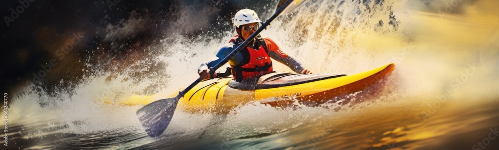 Kayak slalom concept banner	