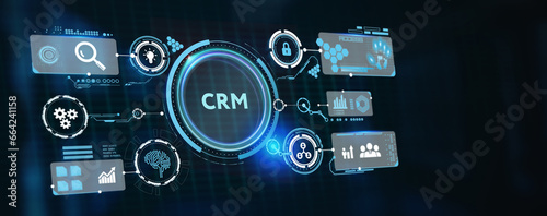 Business, Technology, Internet and network concept. CRM Customer Relationship Management. 3d illustration