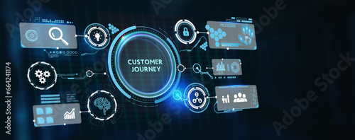 Inscription Customer journey on the virtual display. Business Technology Internet and network concept. 3d illustration © photon_photo