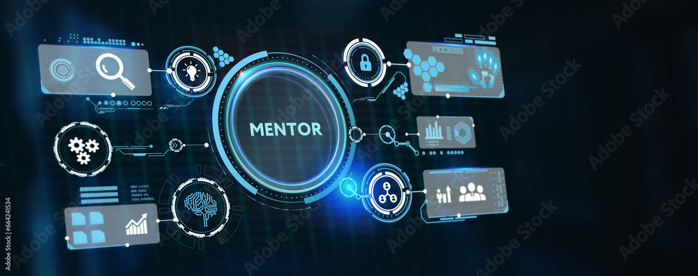 Naklejka premium Mentoring concept. Mentoring with mentor advice, support and motivation. 3d illustration