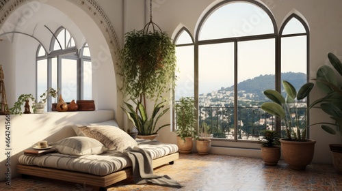 Plant-filled room with a view - Natural light and greenery in a stylish setting