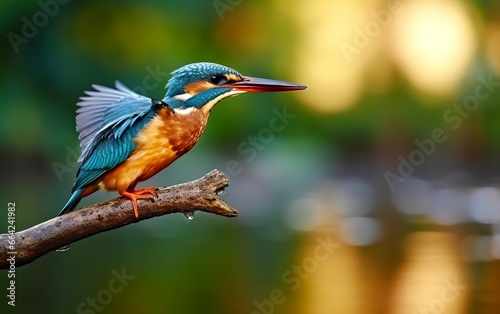 The common kingfisher wetlands bird colored feathers from different birds. © AbdulHamid