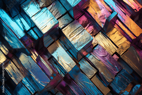 iridescent bismuth cubic crystal rocks