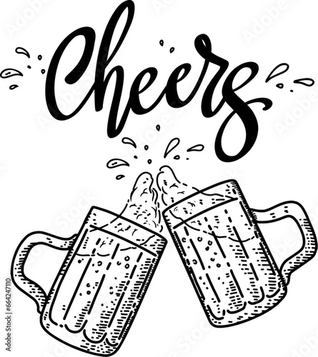 Cheers, hand lettering phrase, poster design,calligraphy vector illustration