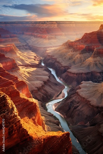 Awe-inspiring Landscape featuring a Grand Canyon with a river flowing through it