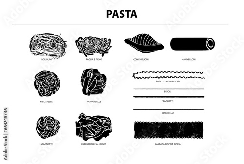 Beautiful vector hand drawn pasta Illustration. Detailed retro style image. Vintage sketch element for labels, packaging and cards design. Modern background.