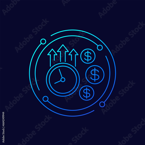 overtime pay icon, linear design