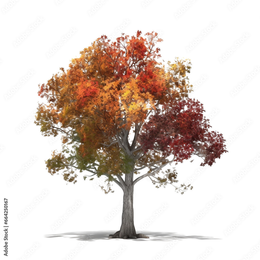 colourful tree silhouette on white.